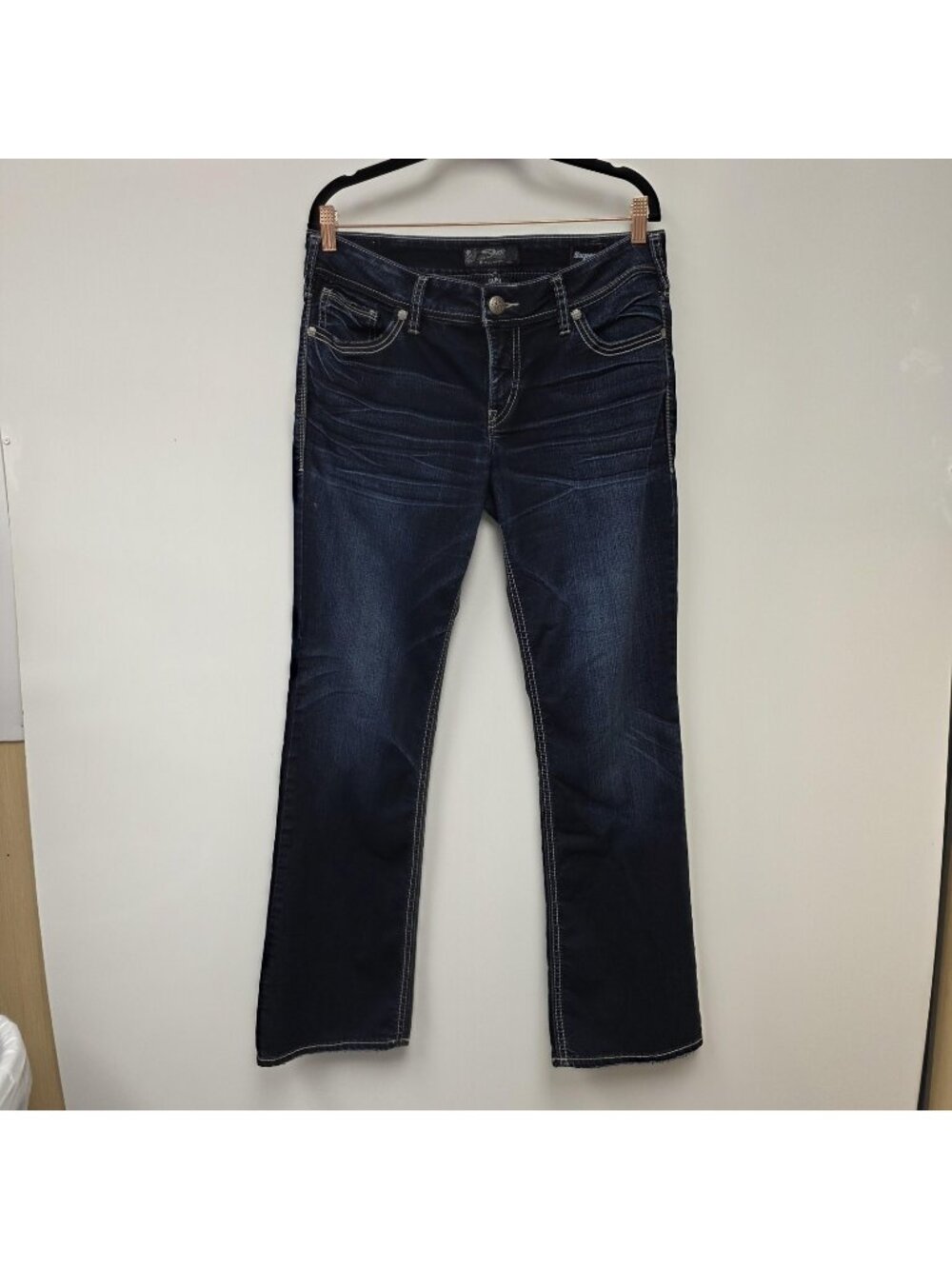 Silver Jeans Co Suki Mid Slim Boot Jeans Womens 32x31 Blue Super Stretch Denim